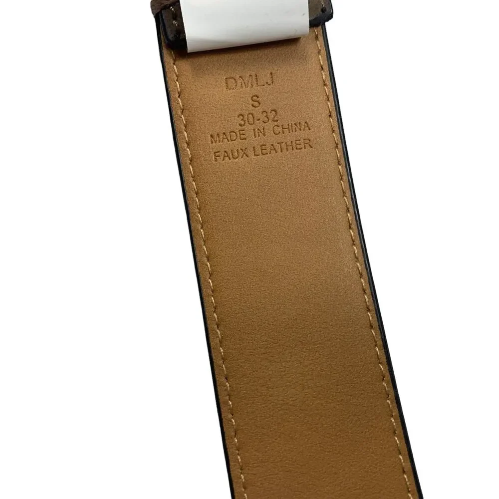 Club Room Mens Faux-Leather Casual Dress Belt Taupe Brown S 30-32